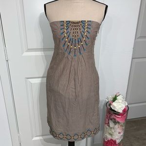 Anthroplogie Maeve | Embroidered Strapless Dress size 2